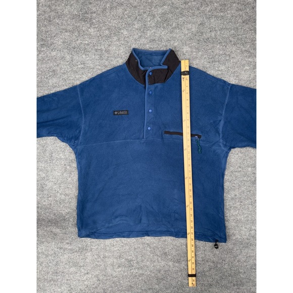 Vintage 90's Columbia Pullover Fleece Snap T Mens XL Blue Black USA Made - Picture 11 of 16